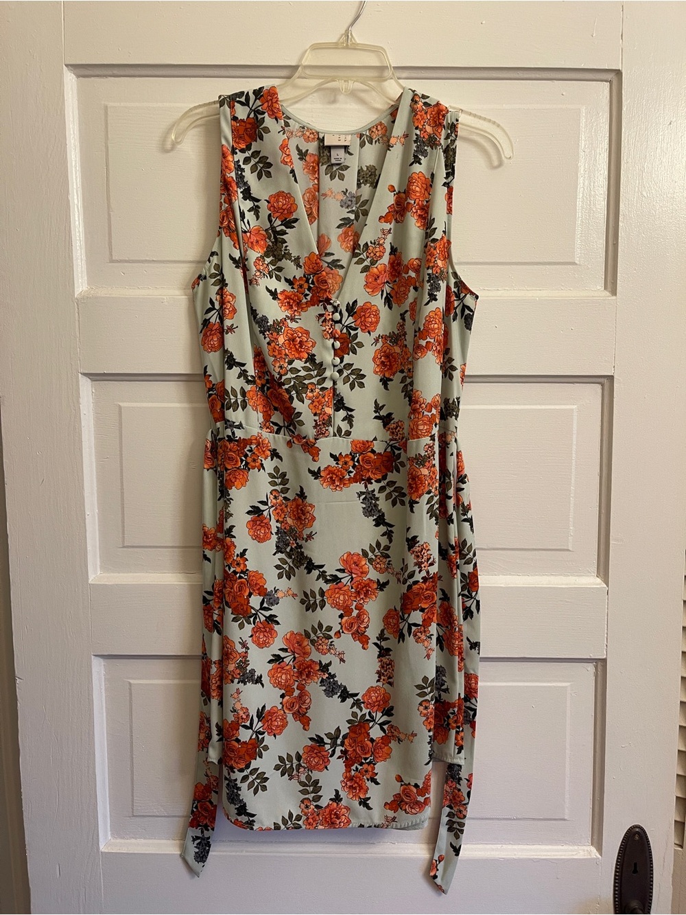 a new day Floral V-Neck Midi Dress in Mint and Orange